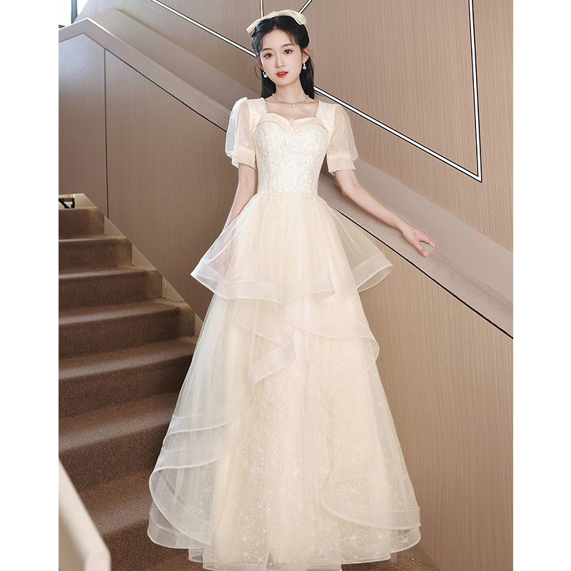 香槟色晚礼服女宴会夏法式高级感轻奢小众高端主持人气质艺考高定