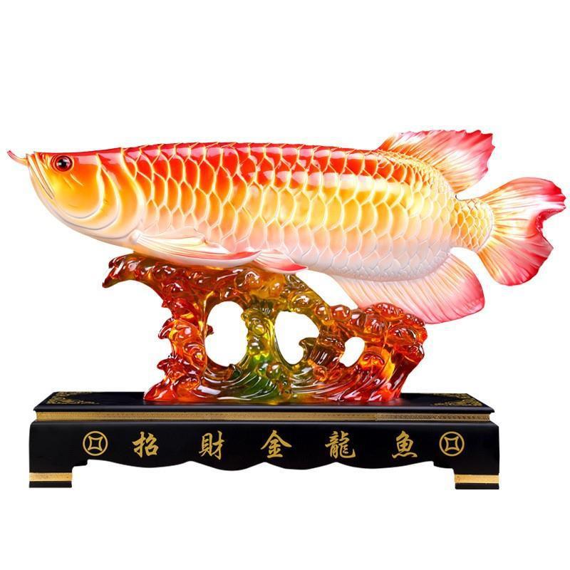招财金龙鱼摆件龙鱼金龙客厅玄关办公室桌装饰品店铺前台开业礼品