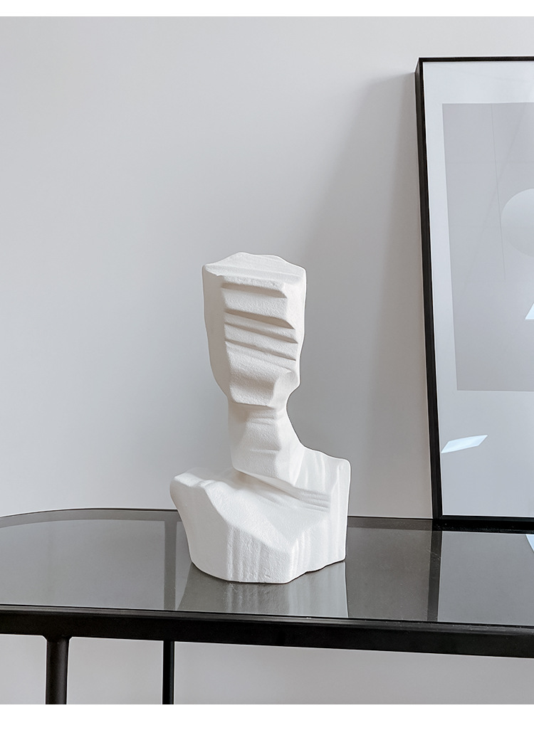 现代简约陶瓷抽象雕塑人物头像艺术品软装饰品样板房玄关桌摆件
