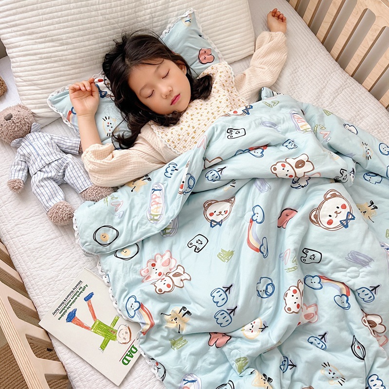 2024a Maternal and Child Grade Knitted Cotton Children Quilt Baby and Infant Student Dormitory Airable Cover Skin-Friendly Machine Washable