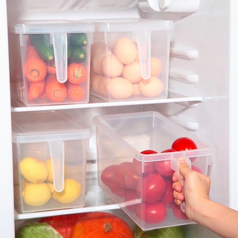 带盖冰箱保鲜盒透明密封罐带手柄厨房五谷杂粮收纳盒食品储物盒5l