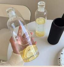 时间刻度玻璃水杯子女高颜值ins风透明便携大容量果汁随身喝水杯