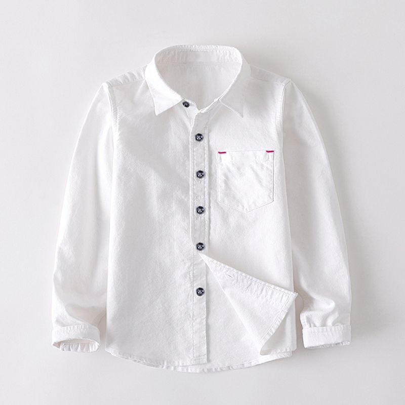 公羽翁男童白衬衫长袖2023春季新款学生演出服白色衬衣儿童涤棉男