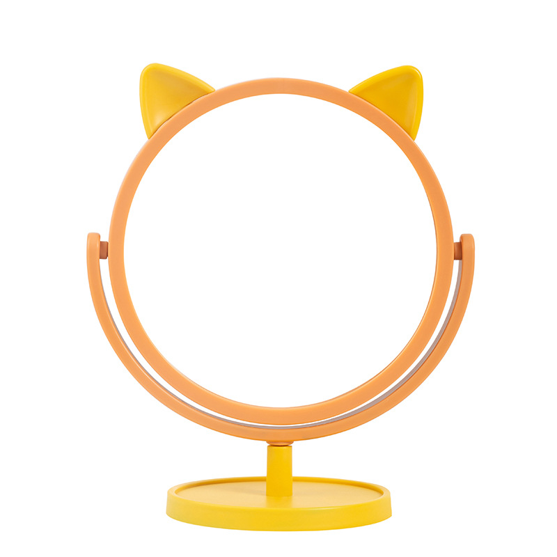 Makeup Mirror Desktop Student Household Dormitory Mirror Desktop Cat Ear Dressing Mirror Fairy Mirror Princess Small Mirror Wholesale