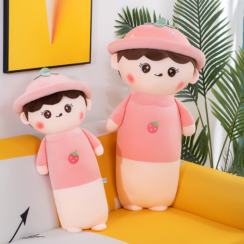 可爱草莓娃娃抱枕呆萌q弹娃娃儿童安抚礼物抓机娃娃厂家批发