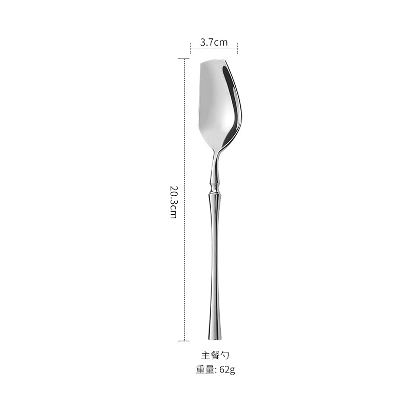 304 Stainless Steel Tableware Set Flat Head Small Waist Knife, Fork and Spoon Four-Piece Set Bright Matte Stainless Steel Tableware