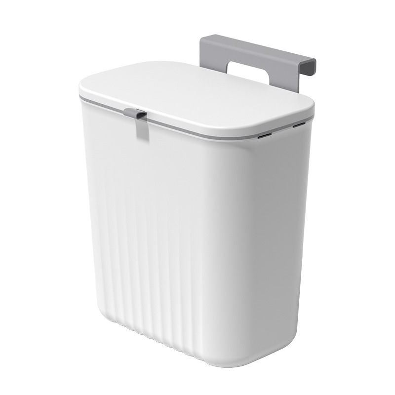 Kitchen Trash Can with Lid Sliding Cover Wall-Mounted Trash Can Home Cabinet Doors Kitchen Hanging Creative Trash