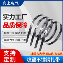 包塑喷塑涂塑不锈钢扎带4.6~19MM 黑色金属电缆绑扎带 船用扎带厂