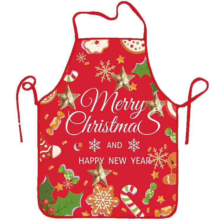 Customized Christmas Apron Cross-Border Best-Selling Polyester Fabric Sleeveless Digital Printing Christmas Apron Christmas Decorations