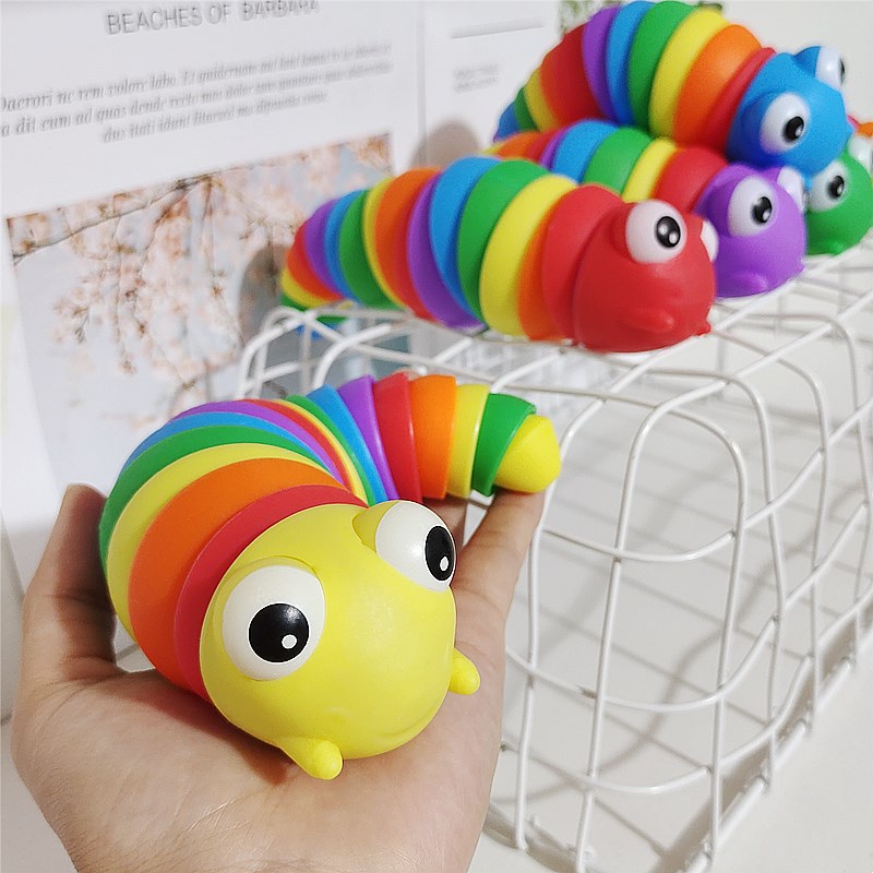 Best-Seller on Douyin Rainbow Eyes Caterpillar Luminous Large Size 18cm Slug Children Fun Decompression Toy