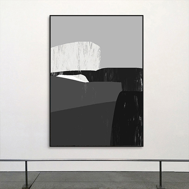 手绘抽象油画客厅黑白抽象艺术装饰画沙发背景墙走廊挂画现代壁画