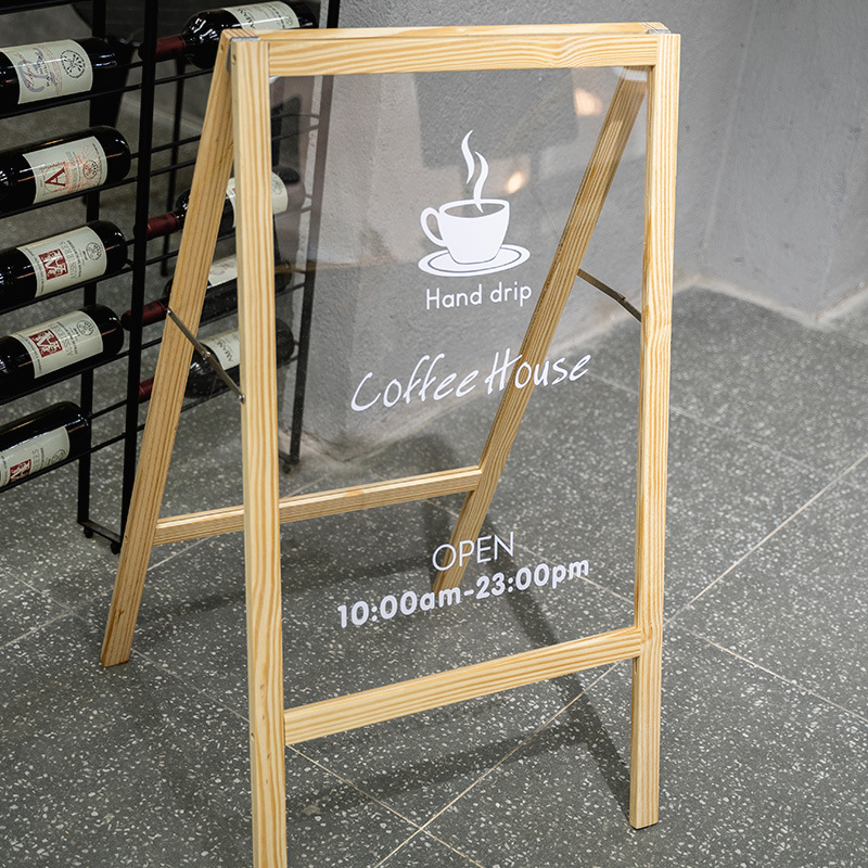 透明双面迎宾牌广告牌落地立体式展示牌立牌亚克力营业时间展示架
