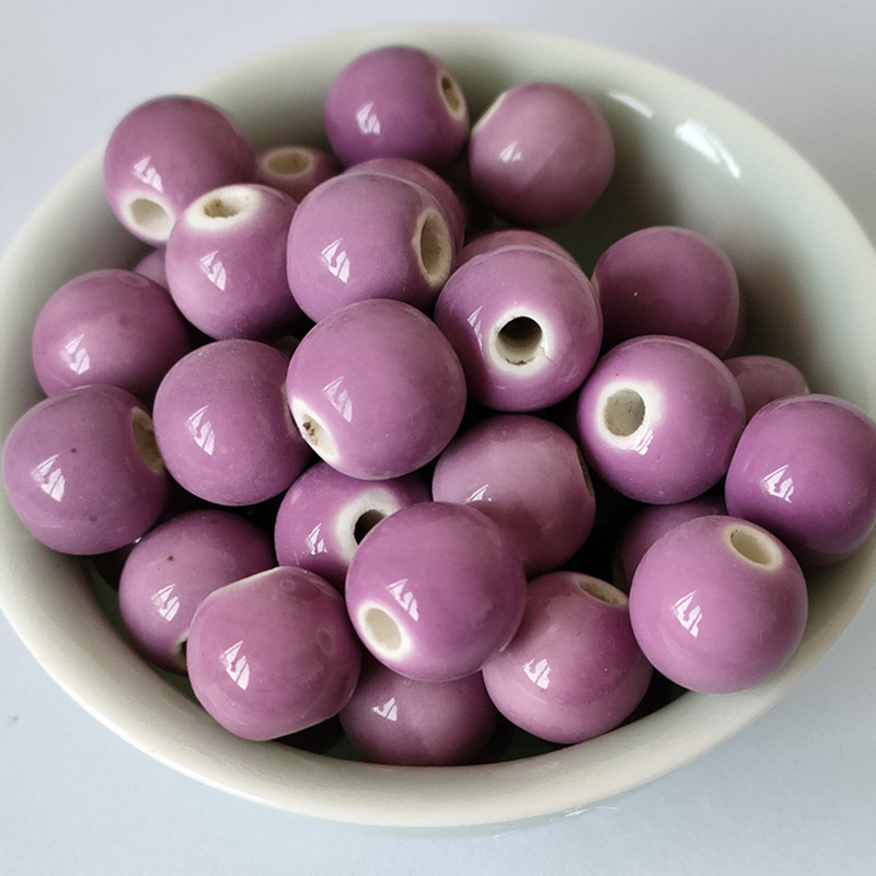 DIY Ornament Solid Color 6-12mm Purple Ceramic Beads Ceramic Scattered Beads Color Glaze Ceramic Beads Bracelet Necklace Accessories