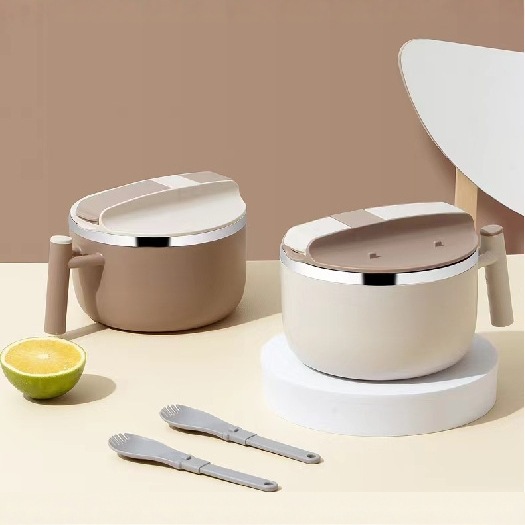 304 stainless steel handle large capacity instant noodle bowl with lid fast food cup student office worker lunch box insulated lunch box