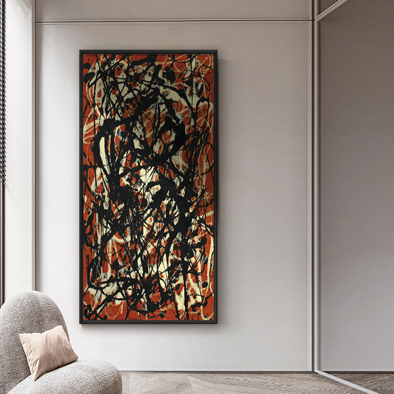 杰克逊波洛克泼墨油画抽象艺术画工业风自由狂放派装饰画玄关挂画