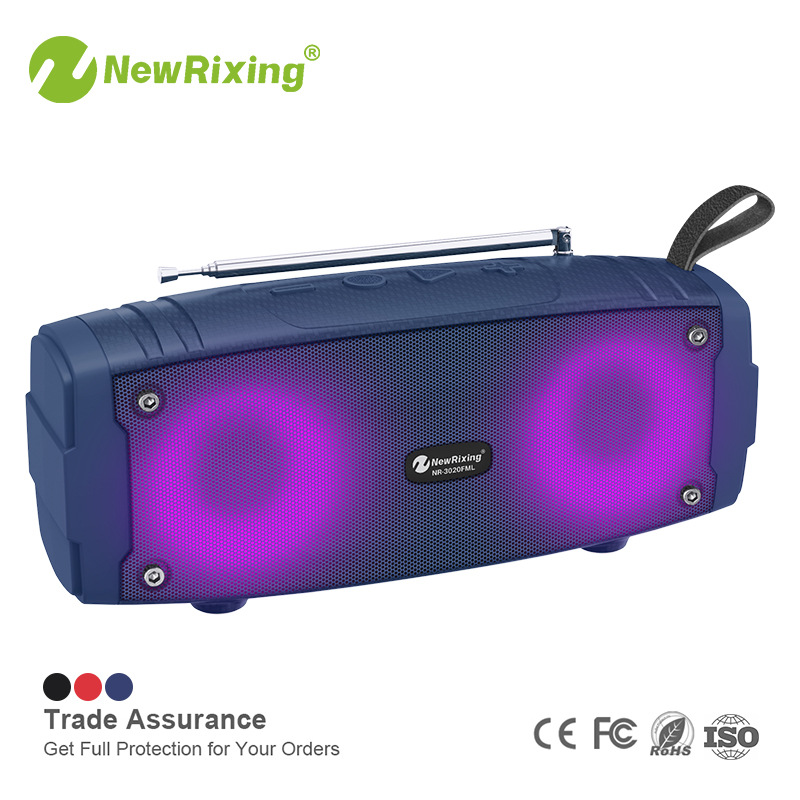 NR-3020FM Portable Colorful Ambience Light Outdoor Wireless Bluetooth Audio Extra Bass Small Speaker