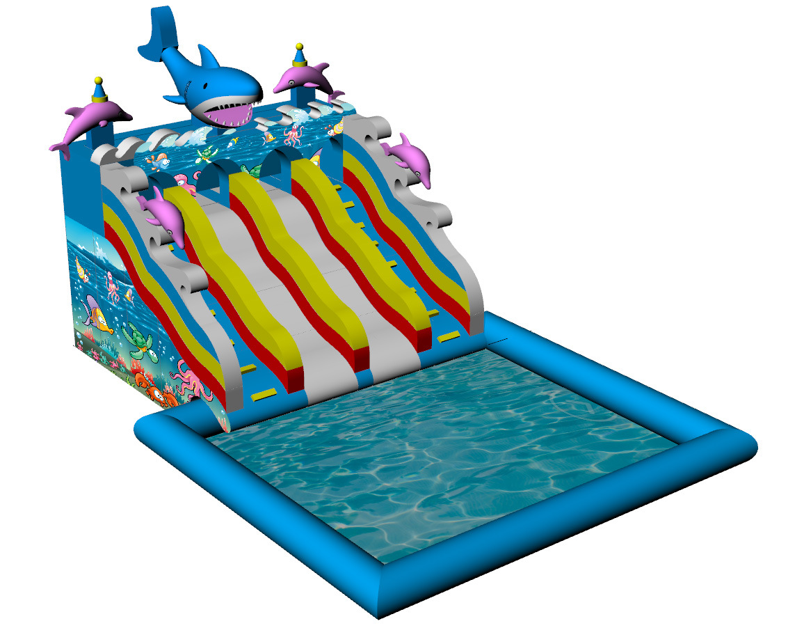 充气城堡水上滑梯组合滑梯水池组合儿童户外水上乐园充气水上玩具