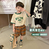 2021 summer Children's clothing new pattern Korean Edition Children Male treasure Retro Hit color Easy T-shirts Short sleeved T-shirt