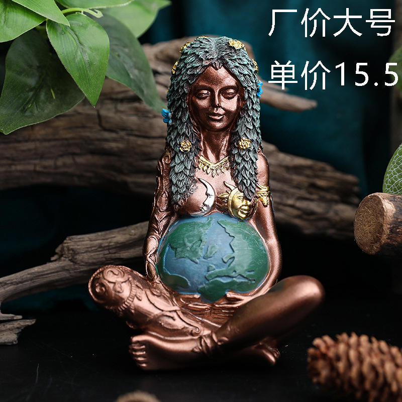 跨境热销大地母亲地球母亲盖亚女神雕像树脂摆件花园装饰桌面手办
