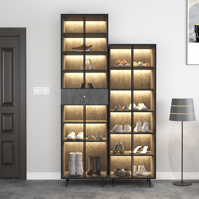 轻奢玻璃鞋柜家用门口大容量包柜收纳柜阳台储物柜子立式多层高柜