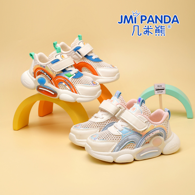 几米熊儿童运动鞋2022年新款女童软底拼色单网透气男童鞋机能鞋