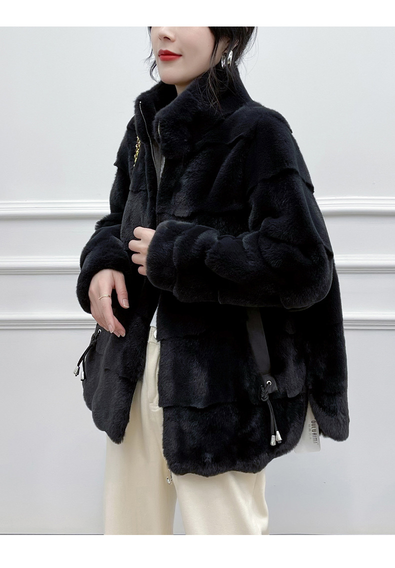 2022年新款名媛时尚保暖秋冬皮草丹麦貂绒貂水貂皮大衣外套