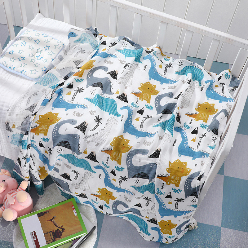 Gauze Bag Quilt Newborn Swaddling Towel Gauze Bamboo Cotton Baby Swaddling Blanket Baby's Bath Towel Printing Baby's Blanket Foreign Trade