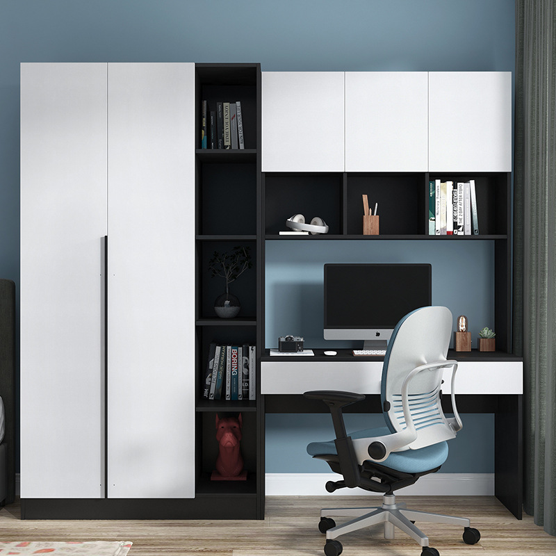 书柜书桌一体电脑桌衣柜组合台式电脑桌学生学习写字桌书架展示柜
