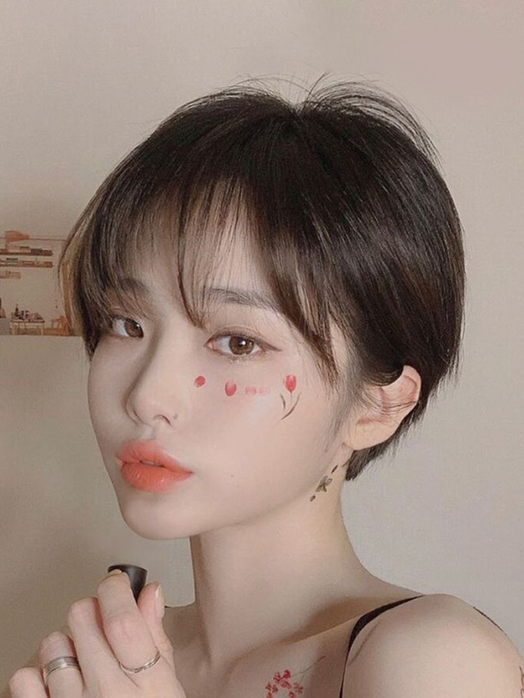 假发女短发全头套式网红气质时尚帅气bobo头韩国圆脸波波头短卷发