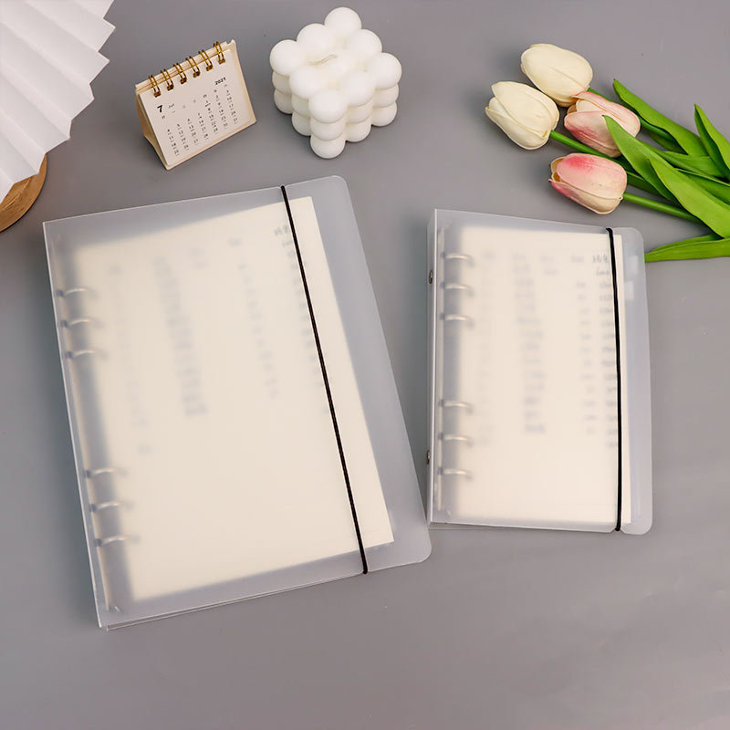 a5简约活页本横线笔记本子a6学生可拆卸pp绑带活页夹手账收纳袋