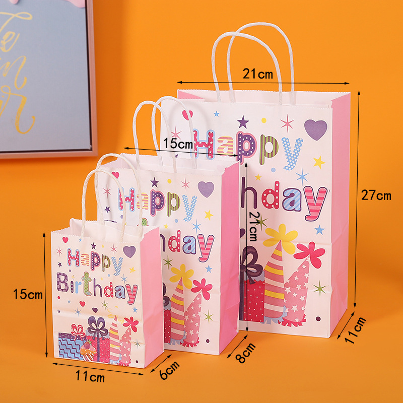 Children's Birthday Exquisite Gift Bag Cartoon Kraft Paper Handbag Wholesale Snack Candy Packaging Bag Gift Bag