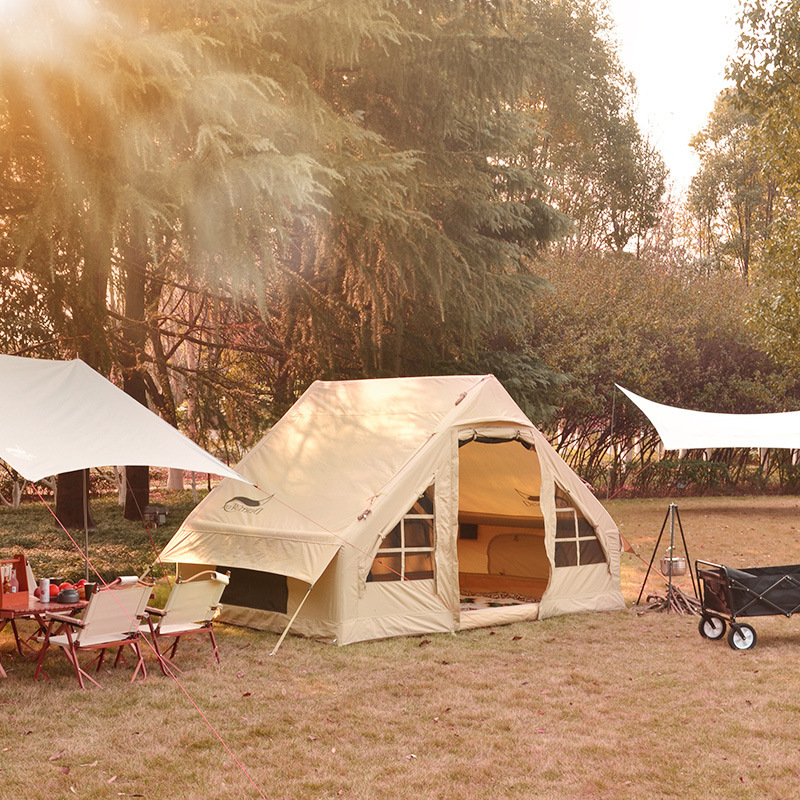 沙漠之狐户外充气帐篷野营露营房加厚棉布5-6人篷防雨透气易搭建