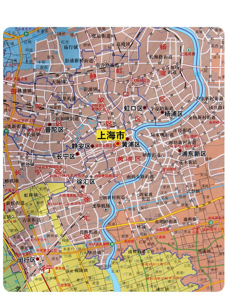 上海市地图2022年新版大尺寸106*76厘米墙贴防水高清交通旅游参考