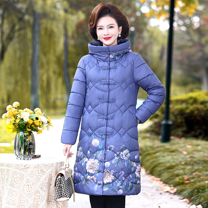 妈妈冬装民族风棉袄洋气中长款棉衣中老年女大码羽绒棉服保暖外套