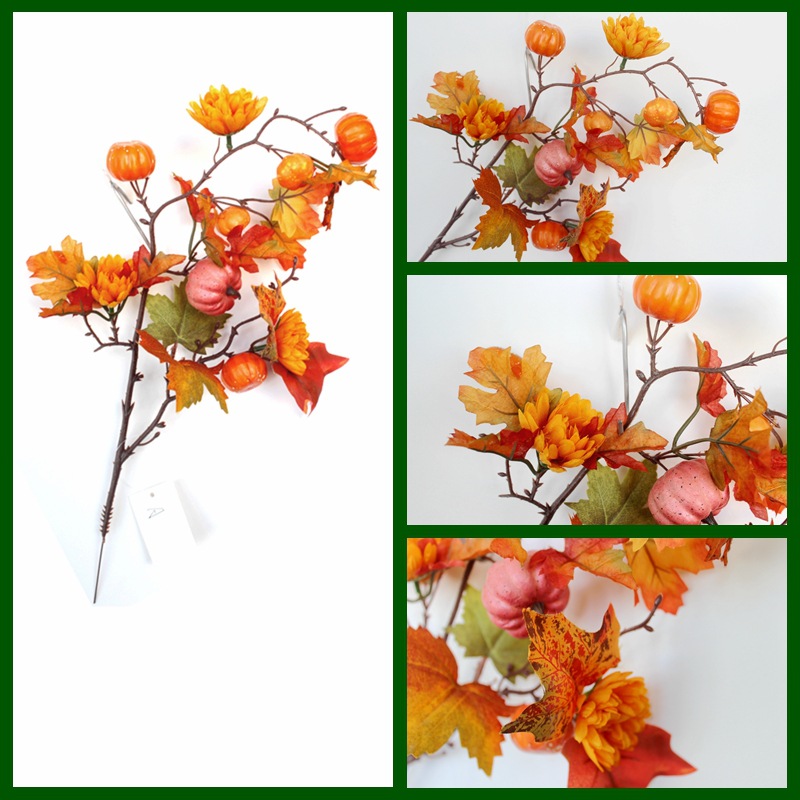 2022 Autumn Atmosphere Decoration Artificial Flower Leaf DIY Accessories Thanksgiving Harvest Festival Twig Cutting Maple Leaf Pumpkin Ornaments