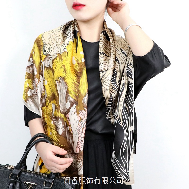 110 X110 Large Kerchief Internet Celebrity Hot Sale New Silk Satin Scarf Female Tensili Brocade Shawl New Quality Scarf