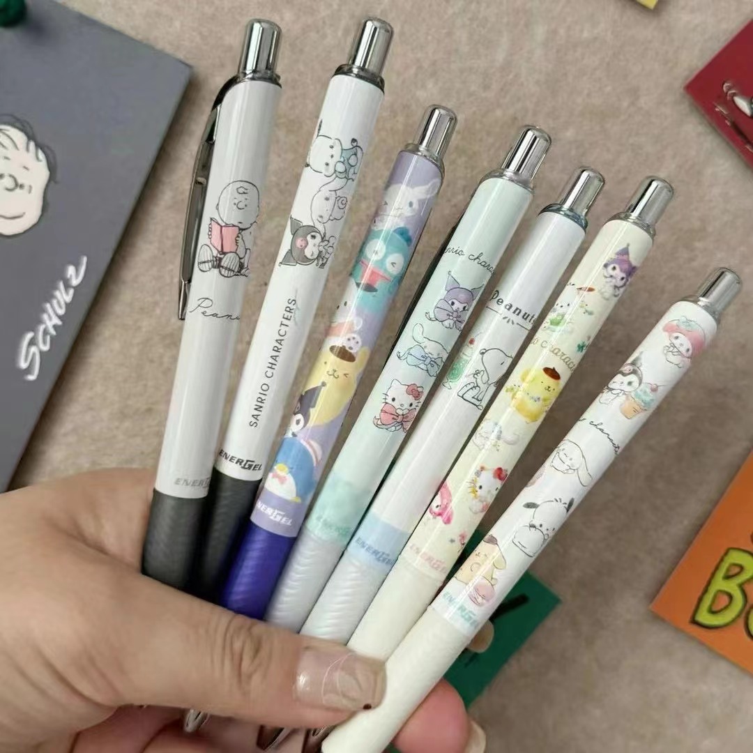 7月新款日本pentel派通新款三丽鸥kt史努比大二狗限定黑色中性笔