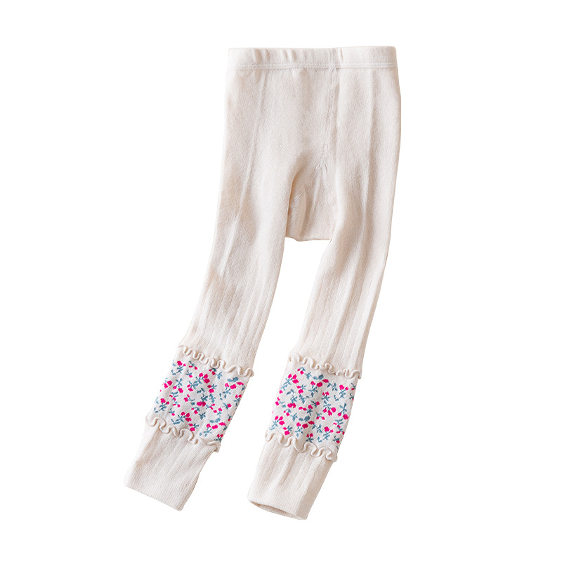 Girls' Leggings 2023 Spring New Korean Floral Cotton Cropped Leggings Baby Slim Cotton Pants