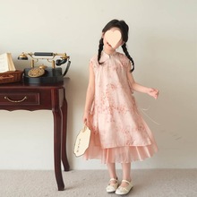 女童套装童装2024夏季新款儿童新中式国风旗袍连衣裙半身裙两件套
