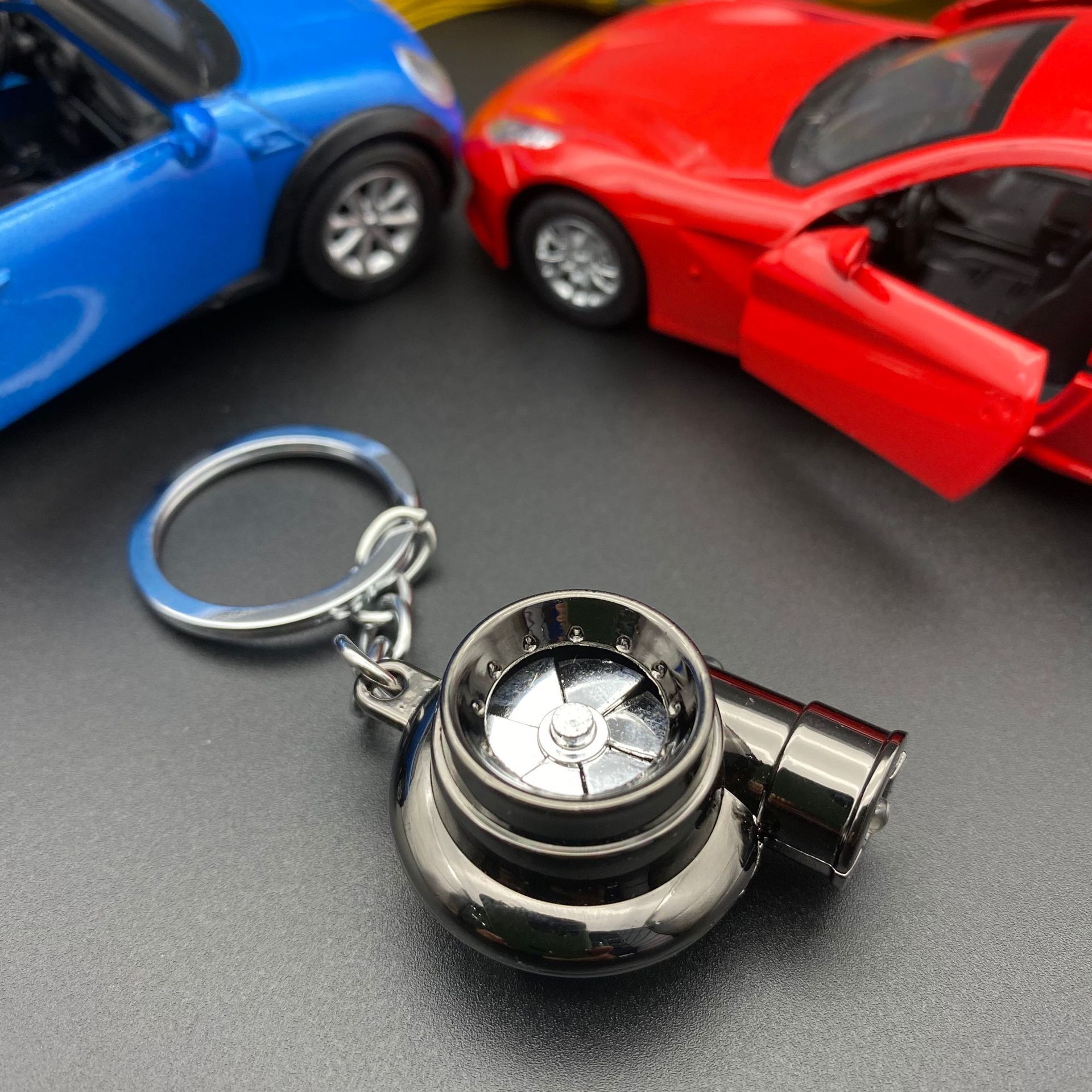 Cross-Border Car Turbo Keychain Creative Led Modification Keychain Supercharged Keychain Pendant