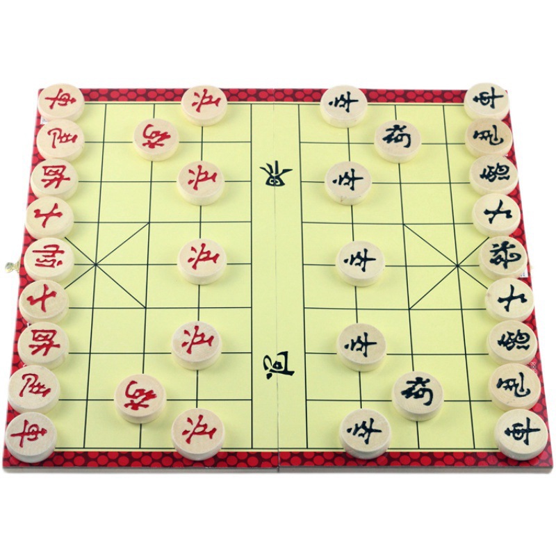 中国象棋学生儿童便携式可折叠木棋盘实木棋子耐摔不裂初学大小号