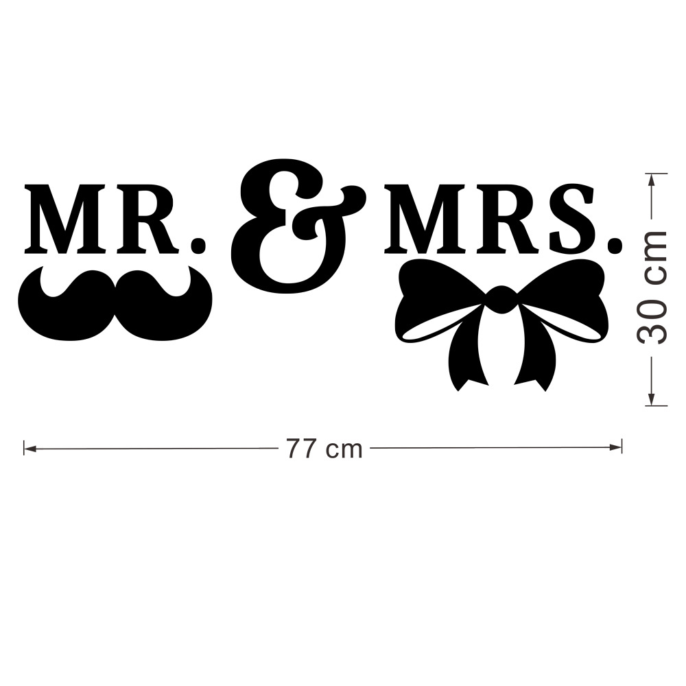 jm805 亚马逊跨境蝴蝶结胡子婚庆镜面亚克力墙贴家居装饰防水自粘