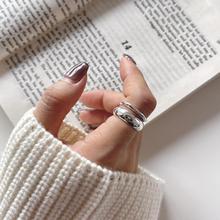 范智乔925纯银不规则双凹凸肌理感银环戒指指环ins小众时尚冷淡风