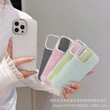 适用苹果16闪粉手机壳iphone15高级感14镶钻摄像头13 imd女手机壳