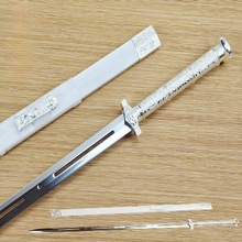 批发长款古风汉剑冷兵器跨境影视道具宝剑未开刃不锈钢镂空冰魄剑