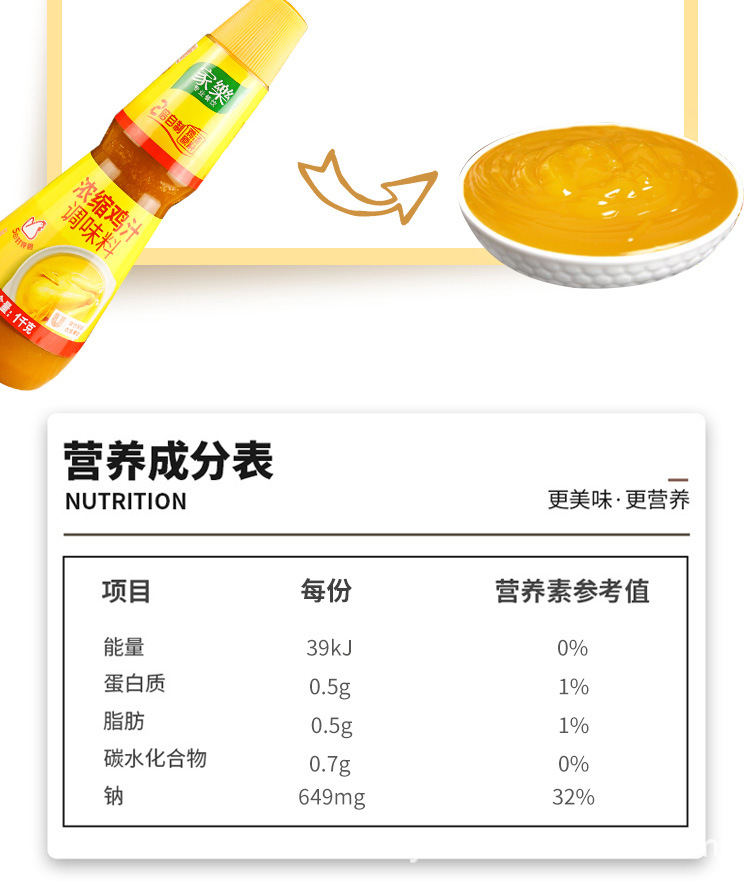 常温品牌家乐适用场景商用包装规格1kg/瓶净重(规格)1000原料与配料水