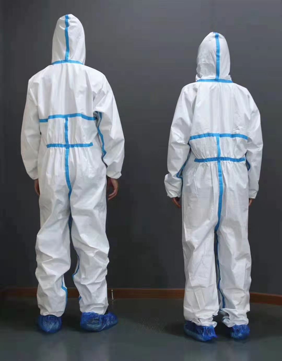 一次性无纺布防护服防油防水防尘贴条透气膜养殖防疫连体带帽现货