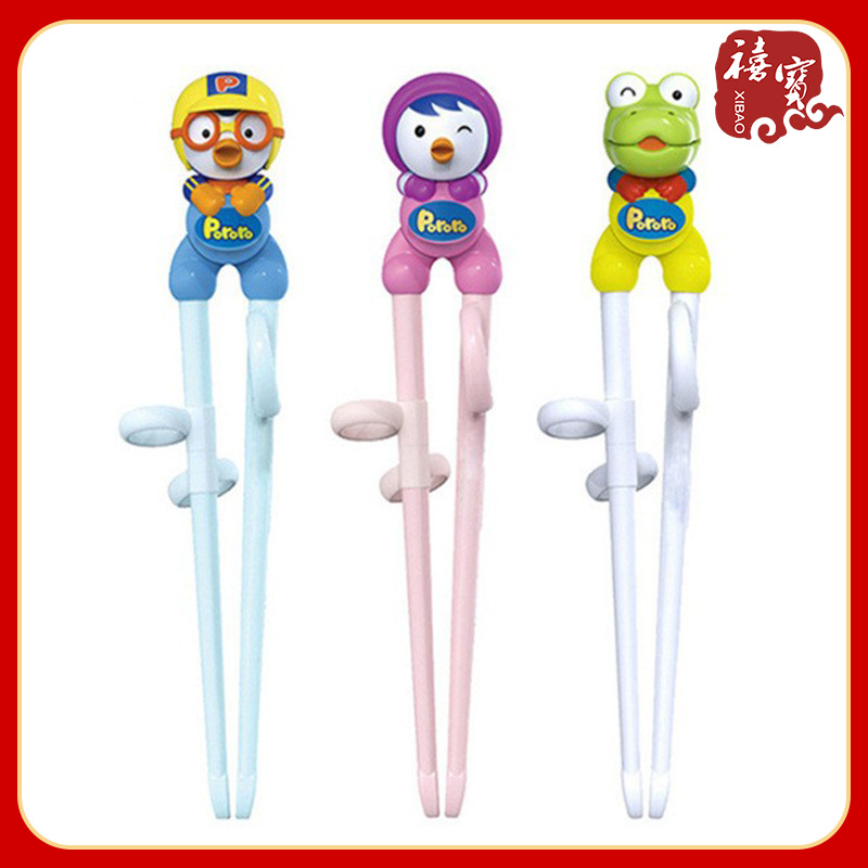 Korean Pororo Pororo Resin Learning Chopsticks Training Chopsticks Pororo Tableware Single Right Hand Learning Chopsticks