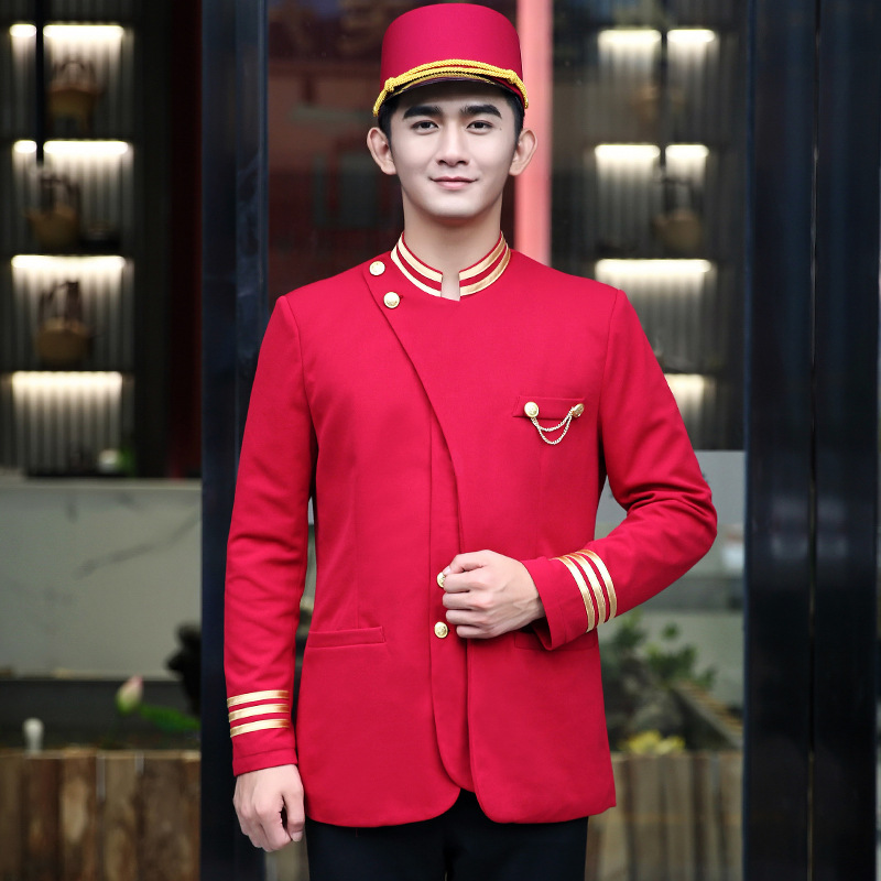 酒店门童迎宾服装接待礼宾工作服秋冬装会所宾馆泊车员男制服套装