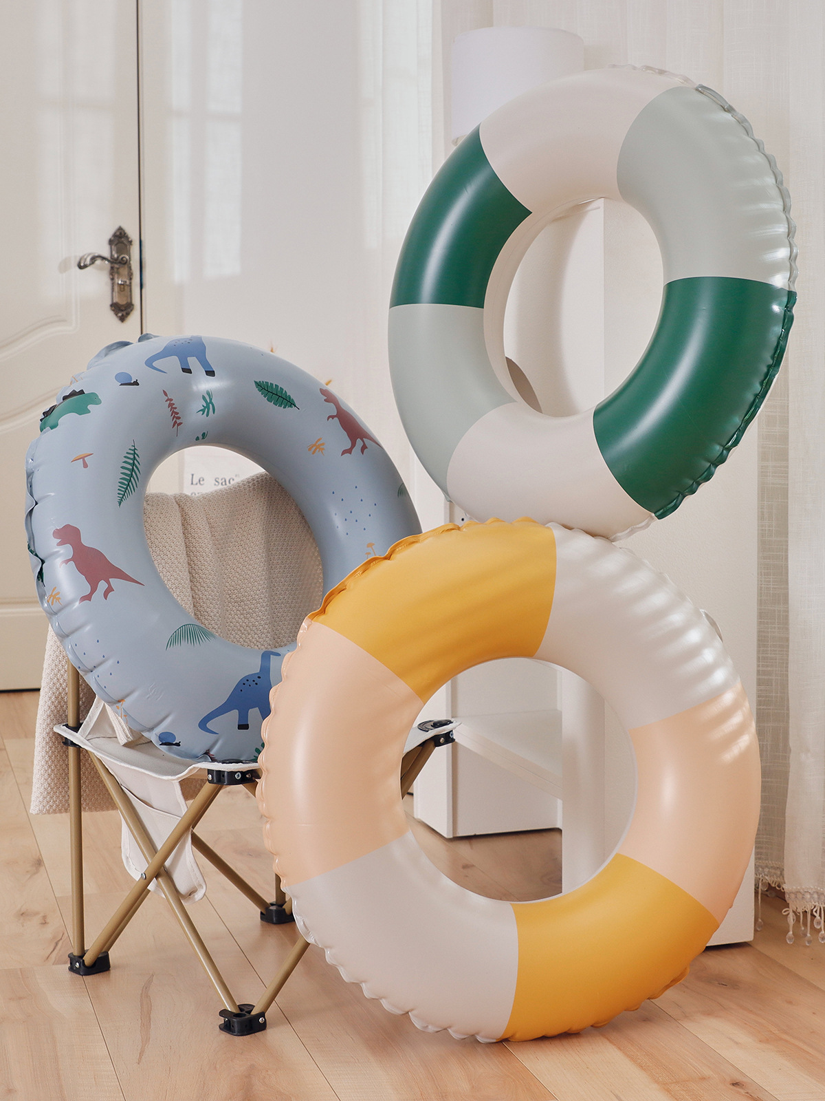 Couple Ins Thickened Children's Danish Vintage Stripe Swimming Ring Olive Inflatable Baby Underarm Swimming Ring Cherry Water Wing